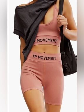 NWT FREE PEOPLE Movement Long Haul Bike Shorts in Petal Pink in Size XS/S & M/L
